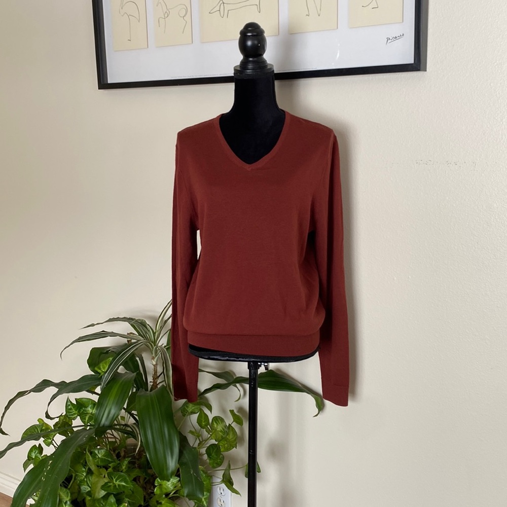 Nordstrom Mens rust Madder v-neck sweater